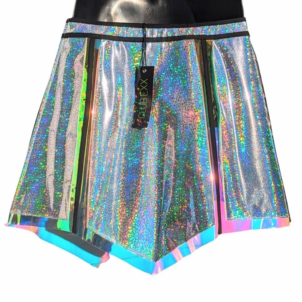 Club Exx - Women's Chrome "Opulent Empress" Hologram Skirt Size L